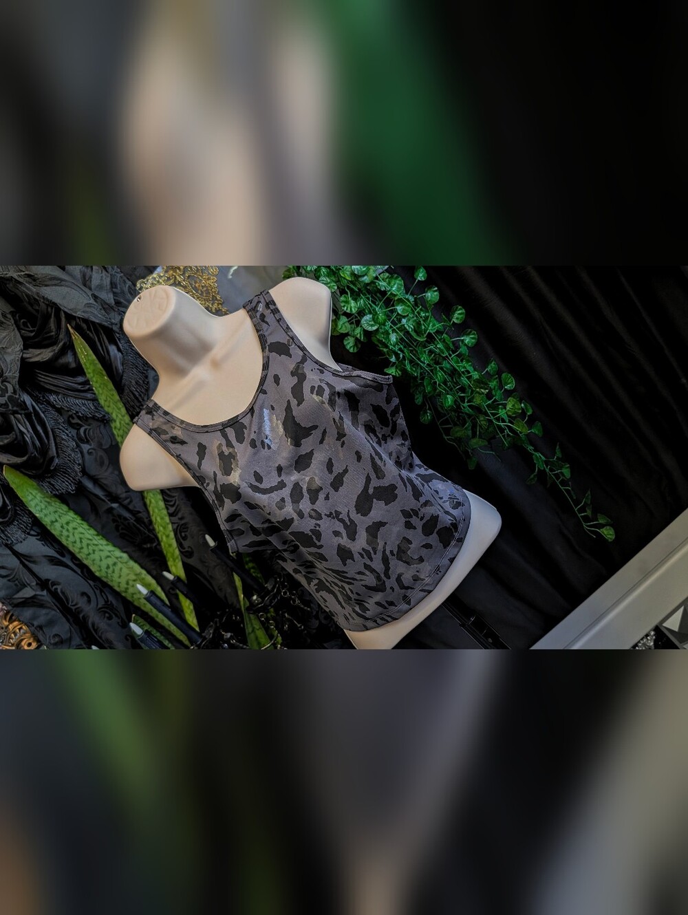 Cycle House "Powered by Marika" Black & Grey Sport Bra Crop Top MD